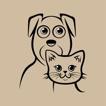 Cat and dog — Vector