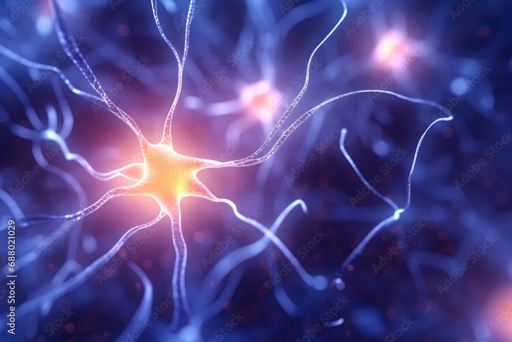 Aufkleber glowing neuron network in brain