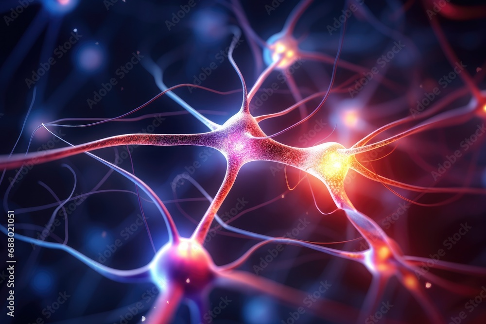 Aufkleber glowing neuron network in brain