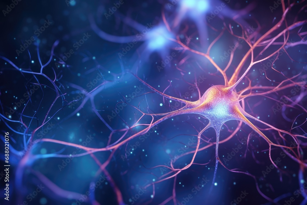 Aufkleber glowing neuron network in brain