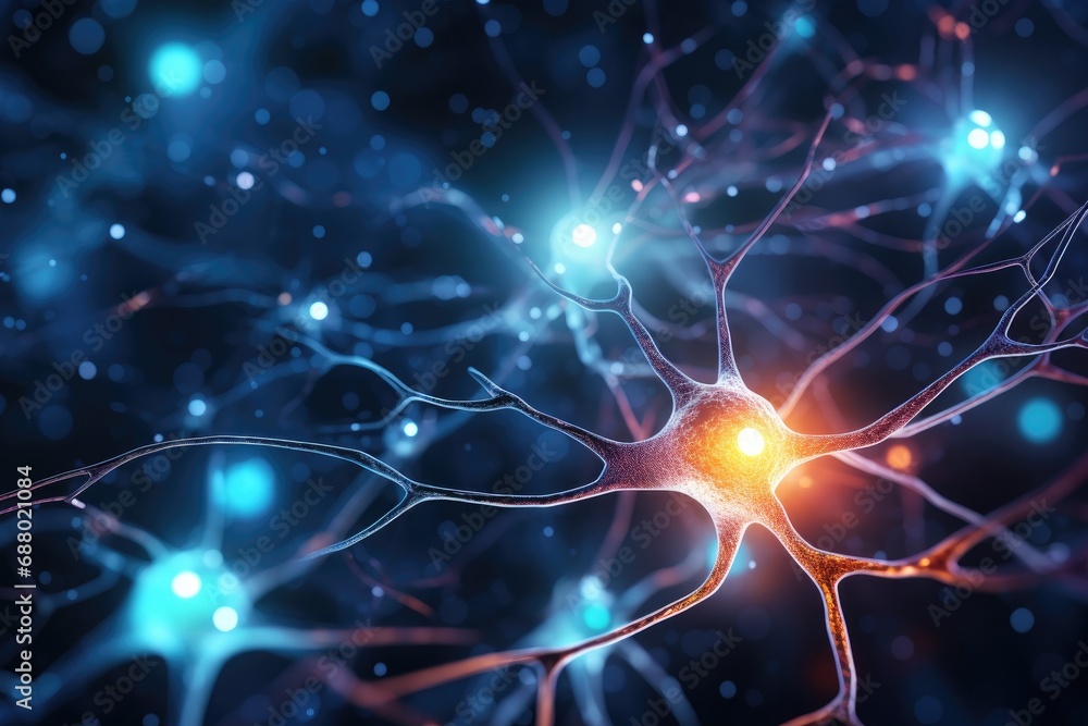 Aufkleber glowing neuron network in brain