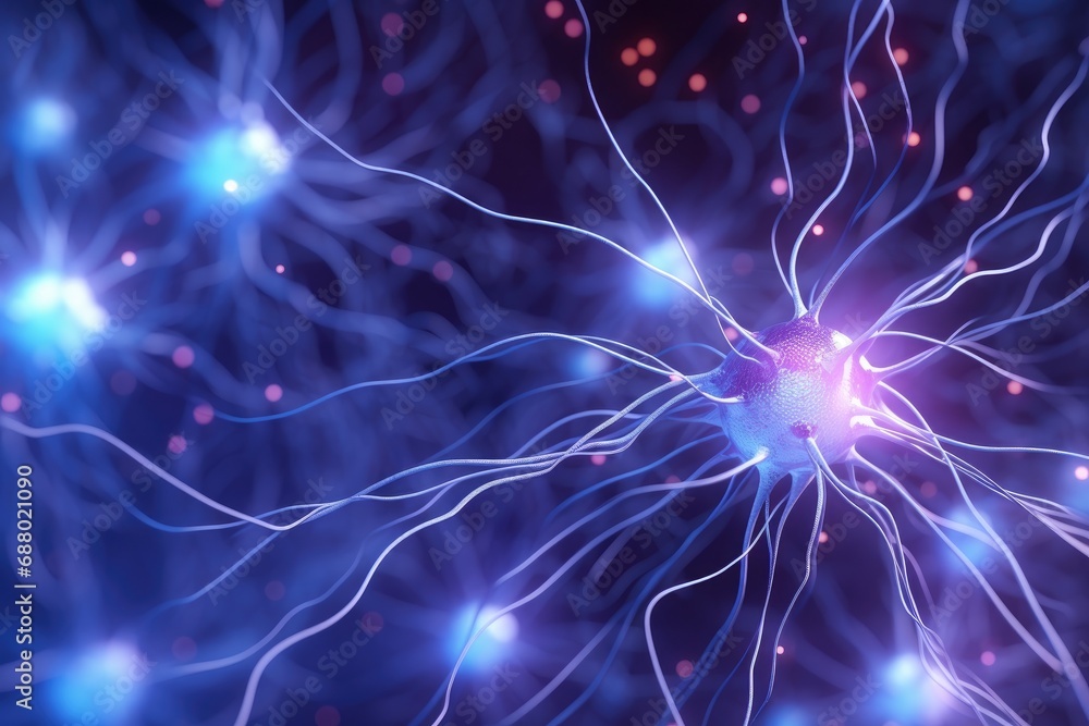 Aufkleber glowing neuron network in brain