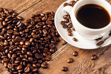 cup of coffee with beans