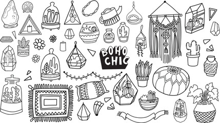 boho chic culture illustrations vector