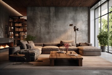 Organic industrial design living room