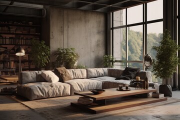 Organic industrial design living room