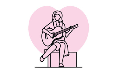 illustration of a girl with a guitar