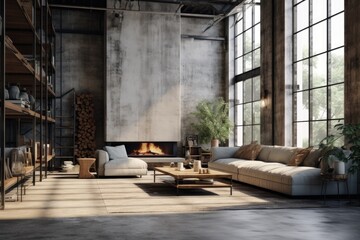 Organic industrial design living room