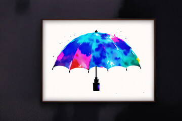 A colorful picture of an umbrella. A painting of an umbrella. Watercolor paint. Digital art, Generative AI