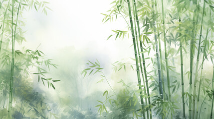 bamboo forest background, watercolor illustration