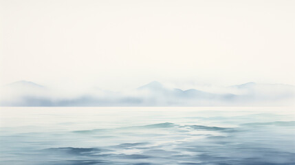 Fototapeta premium minimalistic foggy sea landscape watercolor illustration