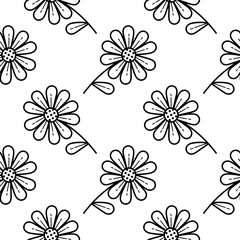 floral hand drawn seamless pattern on white background