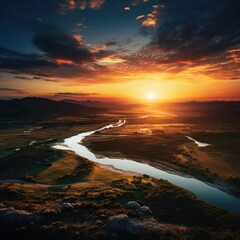 Fototapeta premium Breathtaking Arial Landscape During Sunset