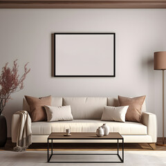 modern living room with sofa, mockup ready