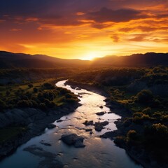 Breathtaking Arial Landscape During Sunset