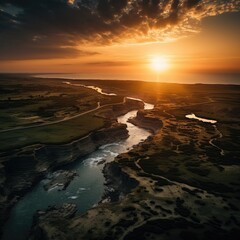 Breathtaking Arial Landscape During Sunset