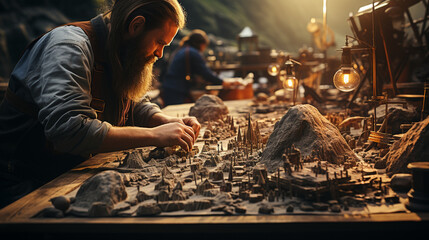 Fossil Exploration: Paleontologist Conducting Research on Ancient Specimens. Generative AI.