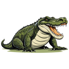 Crocodile illustration, isolated on transparent background.
