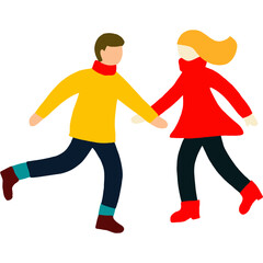 happy couple walking