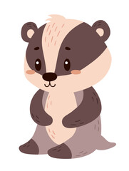 Naklejka premium Flat vector badger isolated on white background