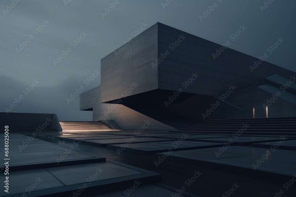 Aufkleber minimalistic brutalist architecture