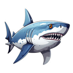 Naklejka premium Cute Cartoon Shark Caricatures Clipart Illustration