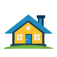 Home logo. Eco, yellow and blue house
