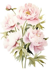 watercolor illustration peony bouquet,isolated on white background