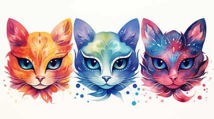 Cat Mask Vector Watercolor Design