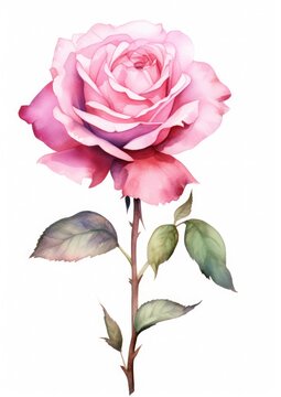 watercolor illustration rose flower,isolated on white background