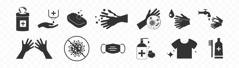 Hygienic set. wash hands icon. Vector.