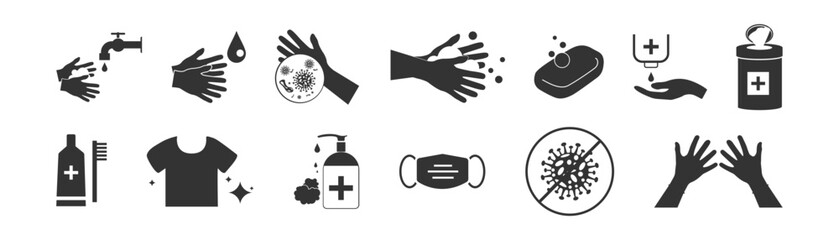 Hygienic set. wash hands icon. Vector.