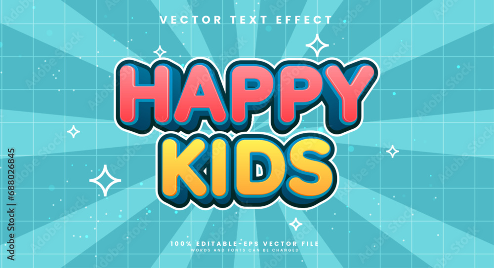 Poster happy kids editable text style effect. vector text effect with a simple and minimalist style with a 