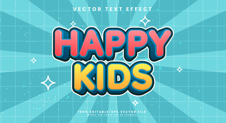 Happy kids editable text style effect. Vector text effect with a simple and minimalist style with a simple and minimalist style for a children's theme.