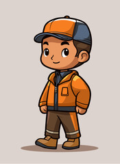 Warehouse worker man - flat colors vector illustration