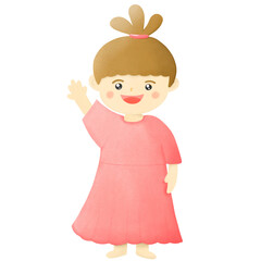 Hand drawn cute girl png illustration .