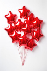 Star shape red metallic multi-color balloons. 