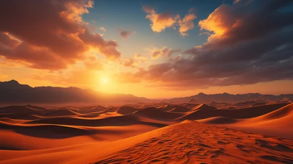 Photo sur Plexiglas Brique An epic aerial shot of a vast desert landscape, with endless dunes stretching into the horizon. Generative ai.