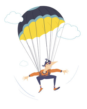 recommend clip art: Cartoon skydiver man. 
                    Skydiver man derives enjoyment from jumping. Isolated on white background
                    
