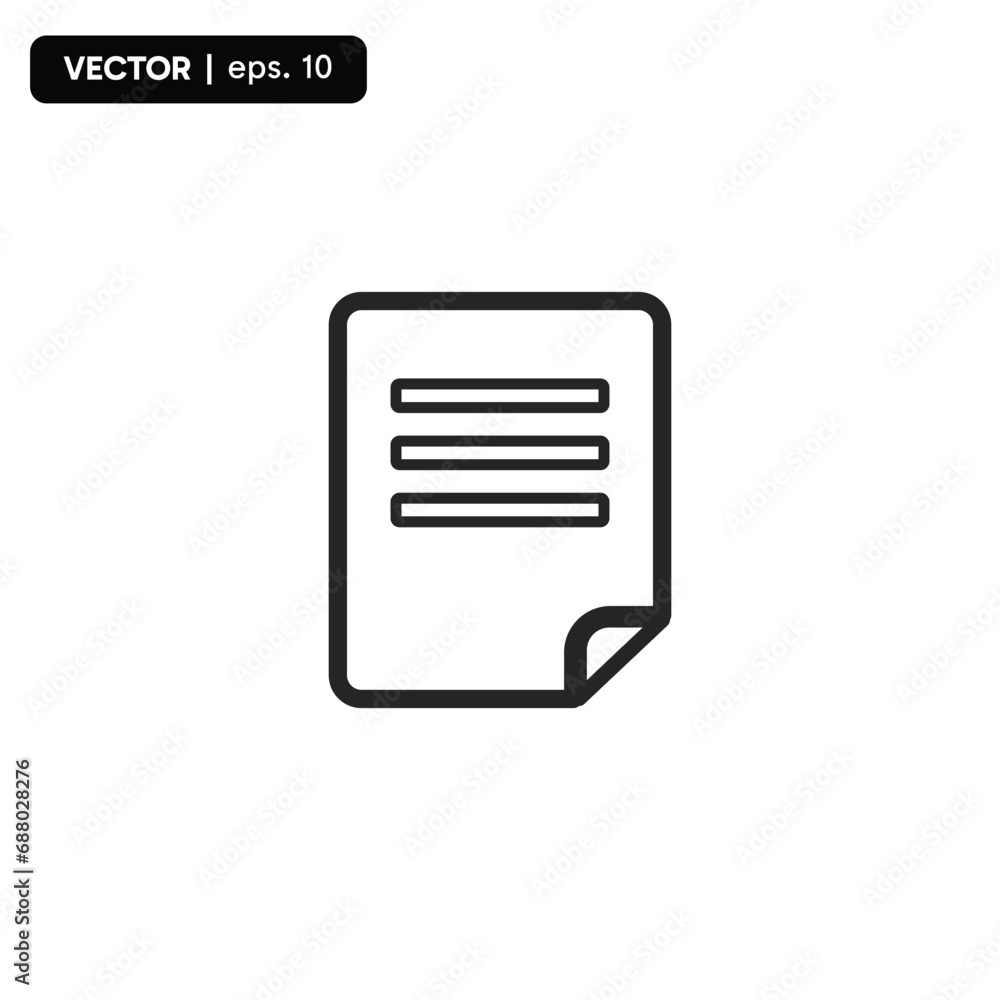 Poster document paper line icon, document icon for ui ux or web, with white background. vector eps 10