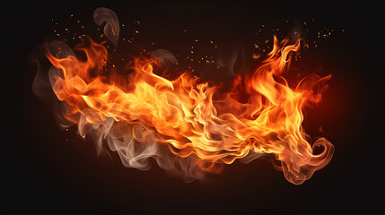 Fototapeta na wymiar Captivating Fire and Sparks: Fiery Illumination with Transparent Background - Igniting a Blaze for Artistic Designs, Isolated Heat Source for Creative Projects.