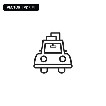 icon of a traveling car, a car going back and forth to the village, with a white background. vector eps 10