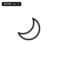 black line icon of the moon, night moon ornament icon, on a white background. vector eps 10