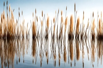 reeds on the lake - obrazy, fototapety, plakaty