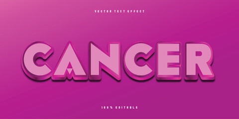 Free vector cancer style text effect, editable purple text effect