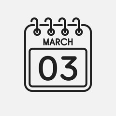 Icon page calendar day - 3 March