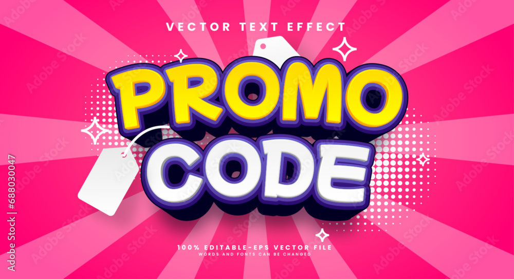 Poster promo code editable text style effect. vector text effect for product promotion needs.