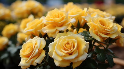 Beautiful Bush Yellow Roses Garden Natural, HD, Background Wallpaper, Desktop Wallpaper