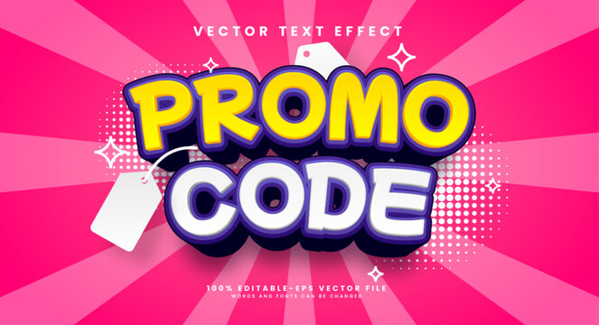 Promo code editable text style effect. Vector text effect for product promotion needs.