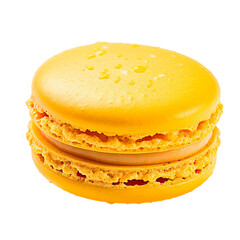 front view of Passion Fruit Macaron desert isolated on a white transparent background 